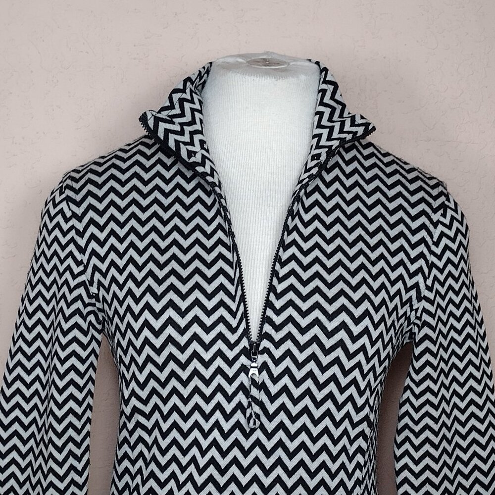 Black & White Long Sleeve Quarter Zip Mock Neck - Picture 8 of 16
